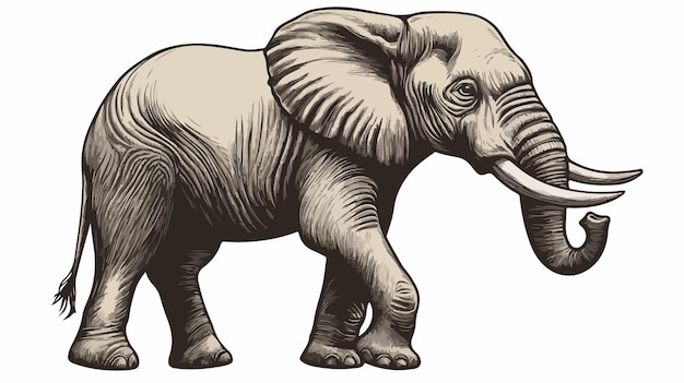 Retro Cartoon Elephant Vector Illustration