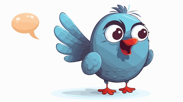 Vector retro cartoon flying bird with speech bubble