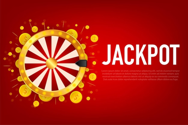 Retro cartoon red jackpot with fortune wheel Vector sign Abstract icon Business concept