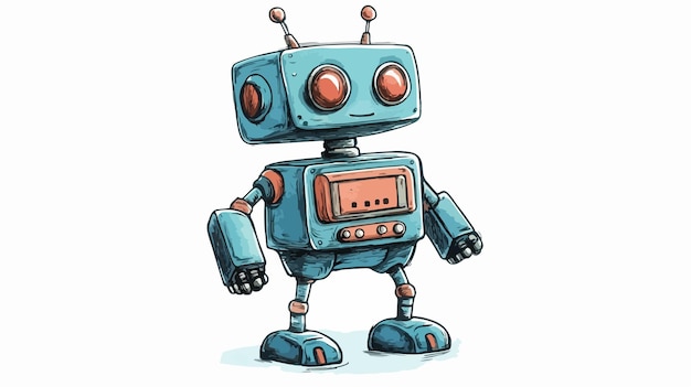 Retro Cartoon Robot Illustration in Illustration Style