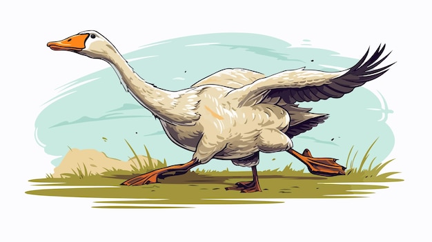 Vector retro cartoon running goose illustration