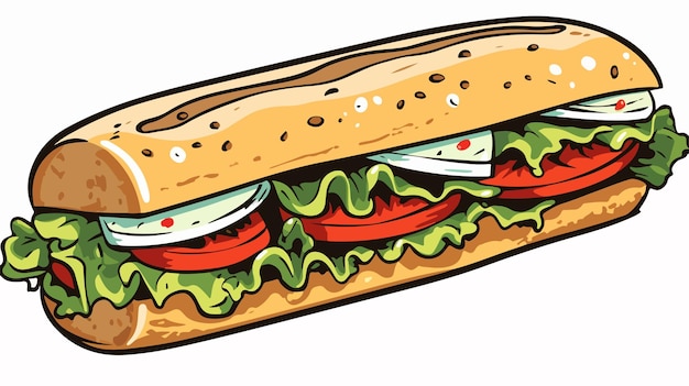 Retro Cartoon Sub Sandwich Vector Illustration for Stock Photos