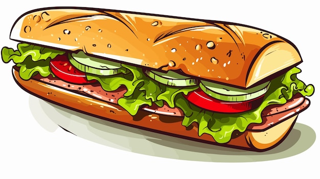 Retro Cartoon Sub Sandwich Vector Illustration for Stock Photos