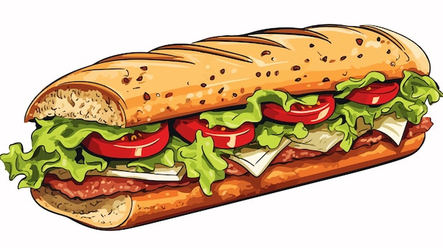 Vector retro cartoon sub sandwich vector illustration for stock photos