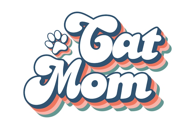 Retro Cat Mom Tshirt Design