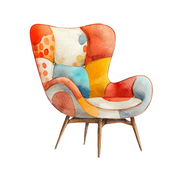 retro chair vector illustration in watercolour style