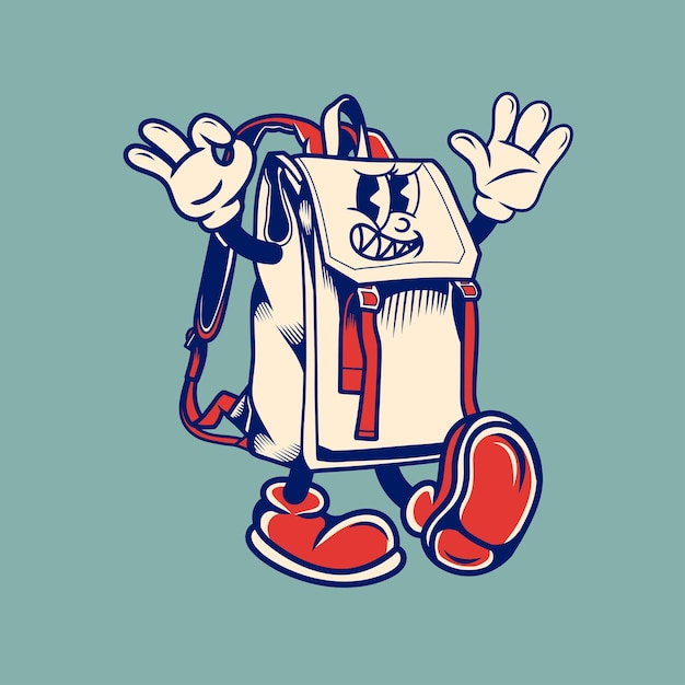 Retro character design of a school bag