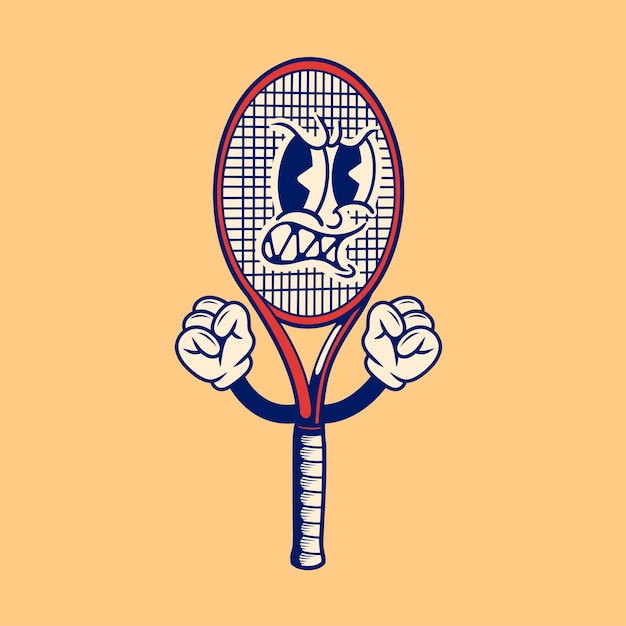 Retro character design of a tennis racket