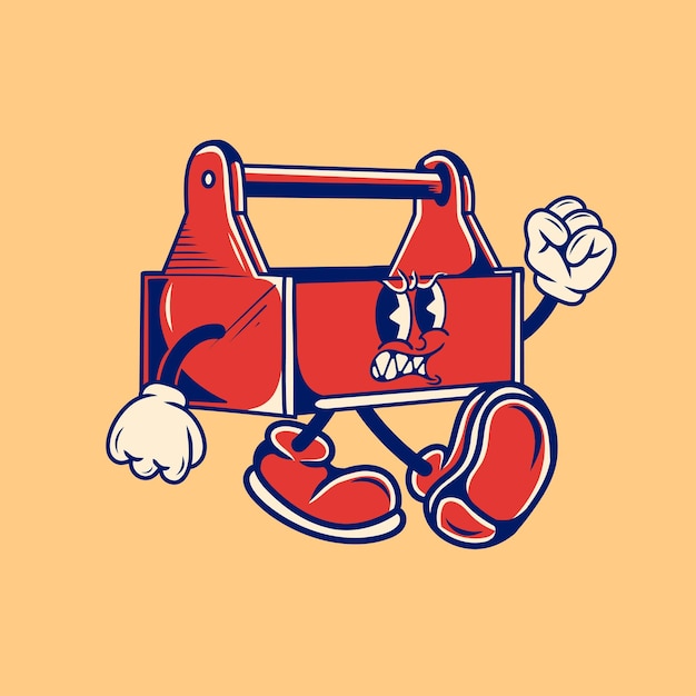 Retro character design of tool box