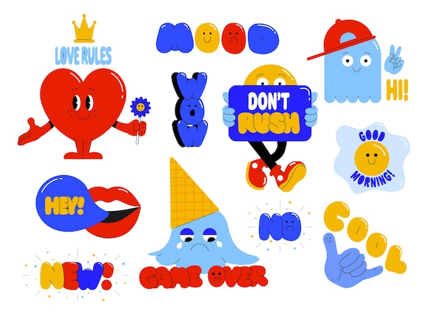 Retro Charaters design Retro stickers Collection 2