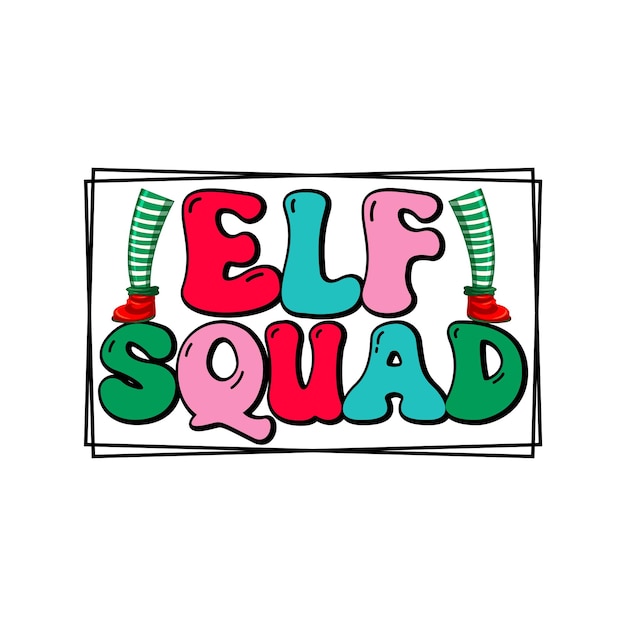 Retro Christmas Sublimation Tshirt Design ELF Squad