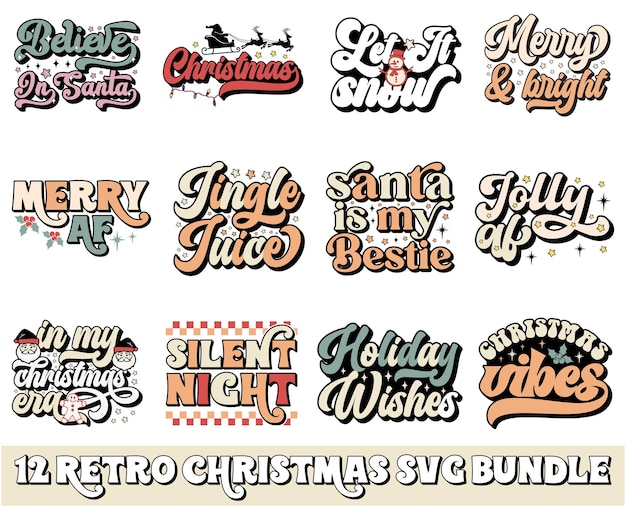 Vector retro christmas svg design file