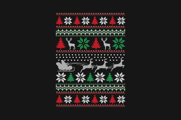 Vector retro christmas sweater design