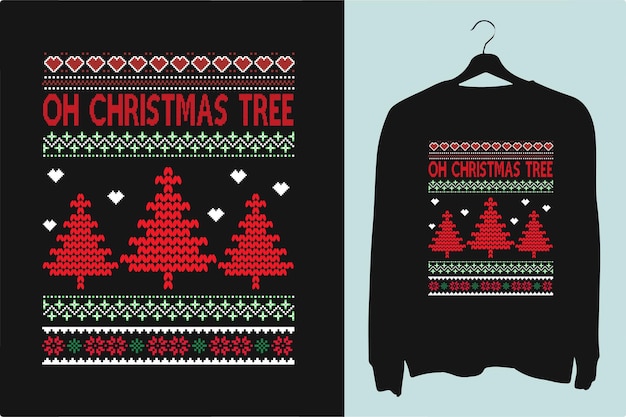 Vector retro christmas tree sweater design