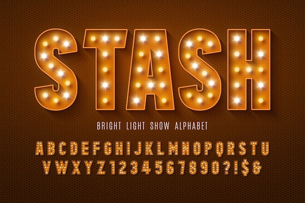 Retro cinema alphabet design cabaret LED lamps letters and numbers