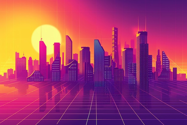 Retro City Skyline Vector Illustration