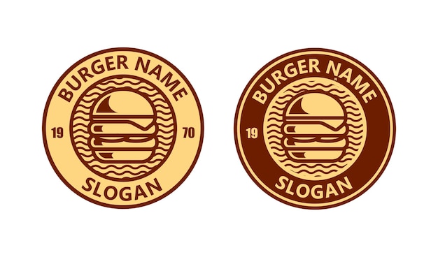 retro classic style burger logo template design