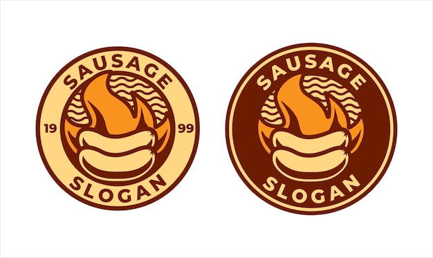 retro classic style grilled sausage logo template design