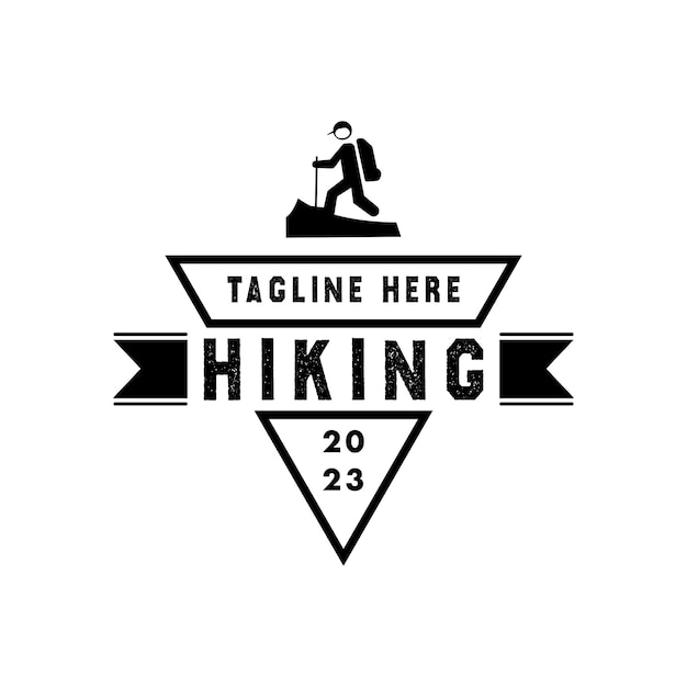 Retro climbing logo badge design silhouette design