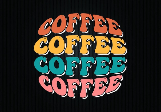 Retro coffee wavy t-shirt design vector