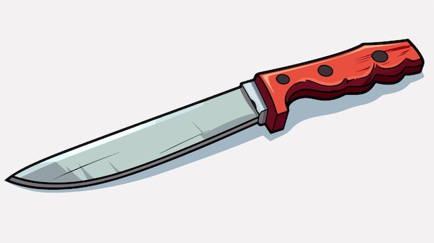 Retro Comic Book Style Cartoon of Bloody Kitchen Knife