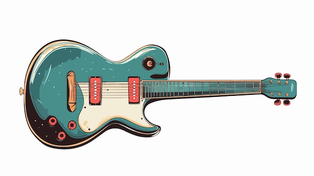 Retro Comic Book Style Cartoon Electric Guitar