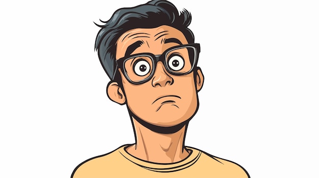 Retro Comic Book Style Cartoon of a Nervous Man