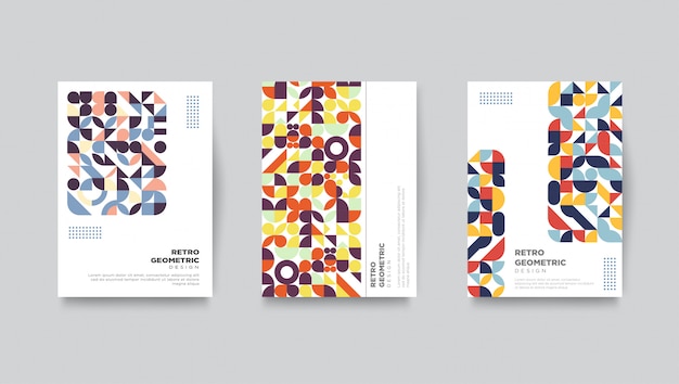 Retro cover template set geometric   