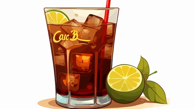 Retro Cuba Libre Cocktail Cartoon Vector Art Poster