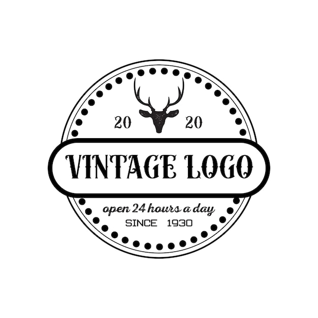 Retro deer forest logo on white background