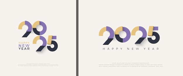 Retro Design Happy New Year 2025 with cut numbers the latest design vectors with unique concepts Design premium for greetings posters banners social media posts