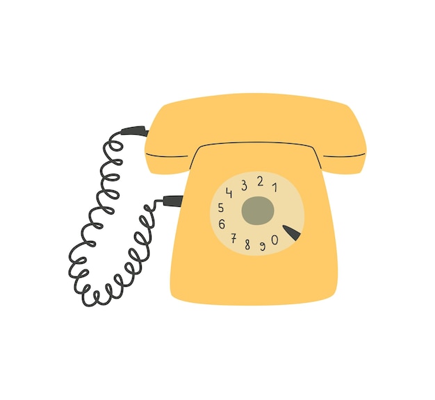 Retro dial phone in trendy style Handdrawn vector illustration