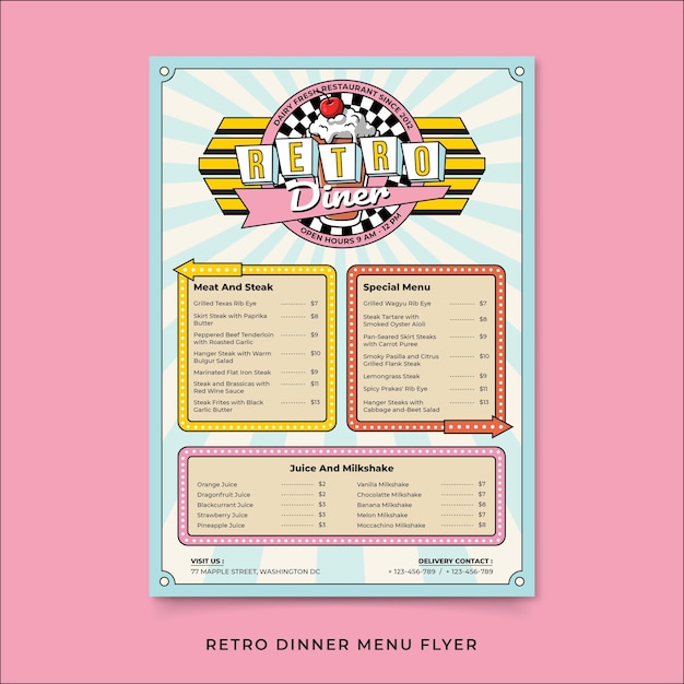 Retro Dinner Menu Flyer Template