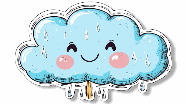 Vector retro distressed sticker of a cartoon happy raincloud