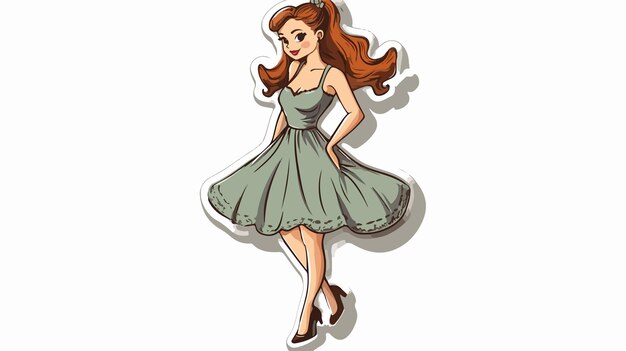 Vector retro distressed sticker of a cartoon pretty woman