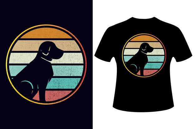 Retro dog t-shirt design premium vector