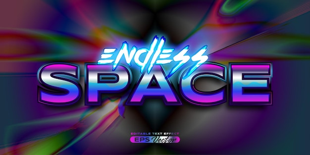 Retro editable text effect style endless space futuristic 80s vibrant theme with experimental background ideal for poster flyer social media post with give them the rad 1980s touch