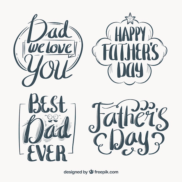 Retro father's day stickers with typography