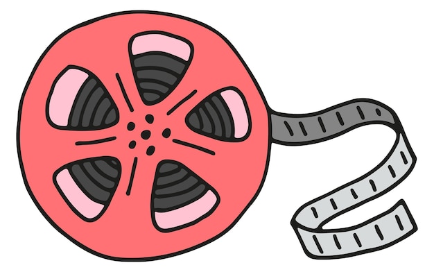 Retro film tape doodle icon Cinema symbol