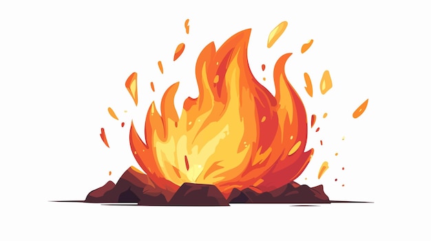 Vector retro fire cartoon illustration in retro style