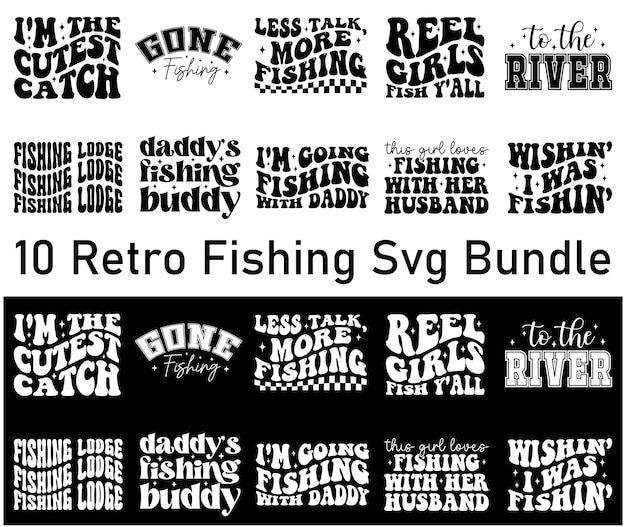 Vector retro fishing svg design file