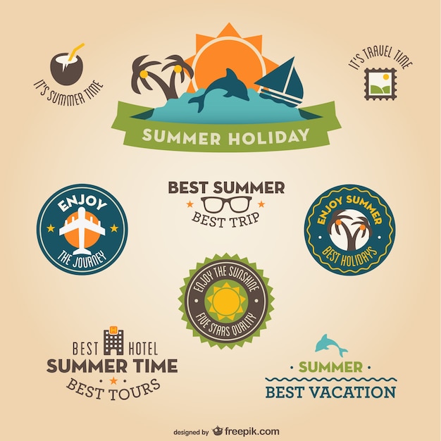 Vector retro flat vacation badges