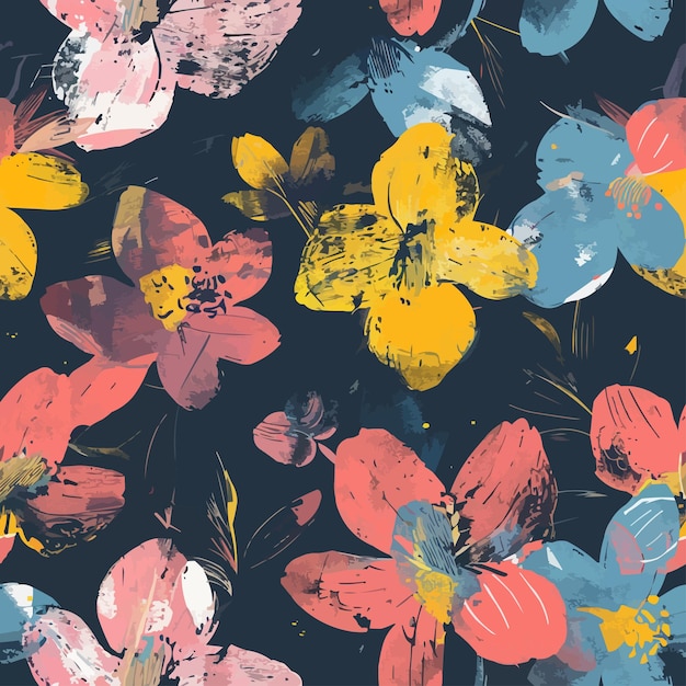 Vector retro floral pattern spring flower background