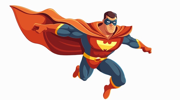 Retro Flying Superhero Cartoon Illustration