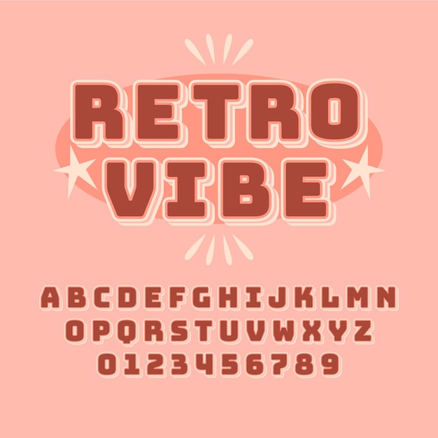 Vector retro font alphabet design