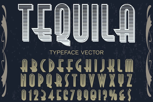 retro font label design tequila