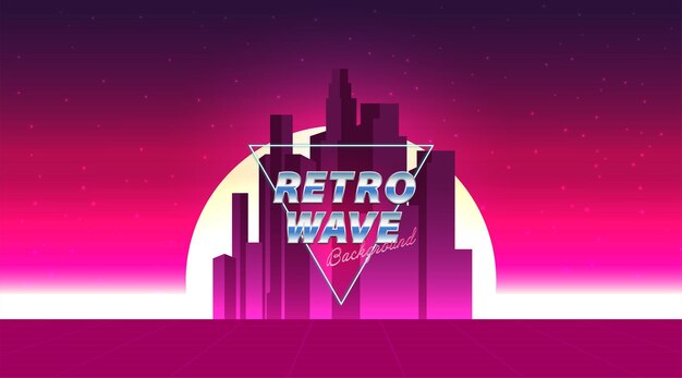 Retro future 80s style SciFi Background Futuristic car