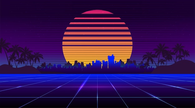 Retro future 80s style SciFi Background