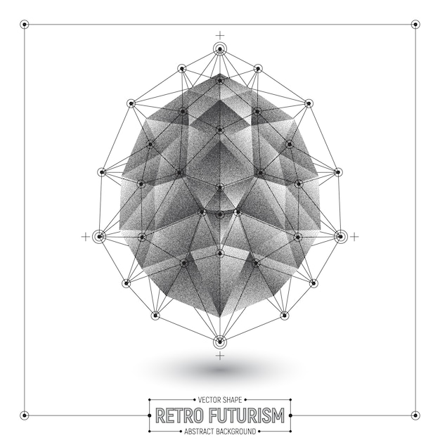 Retro Futurism Abstract Polygonal Vector 3D Shape