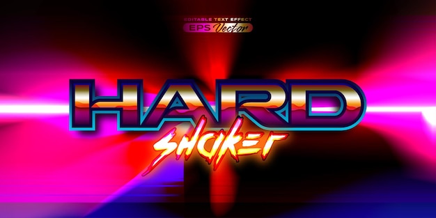 Retro futuristic 80s hard shaker editable text effect style vibrant back to the future theme with experimental background ideal for poster flyer rad 1980s touch